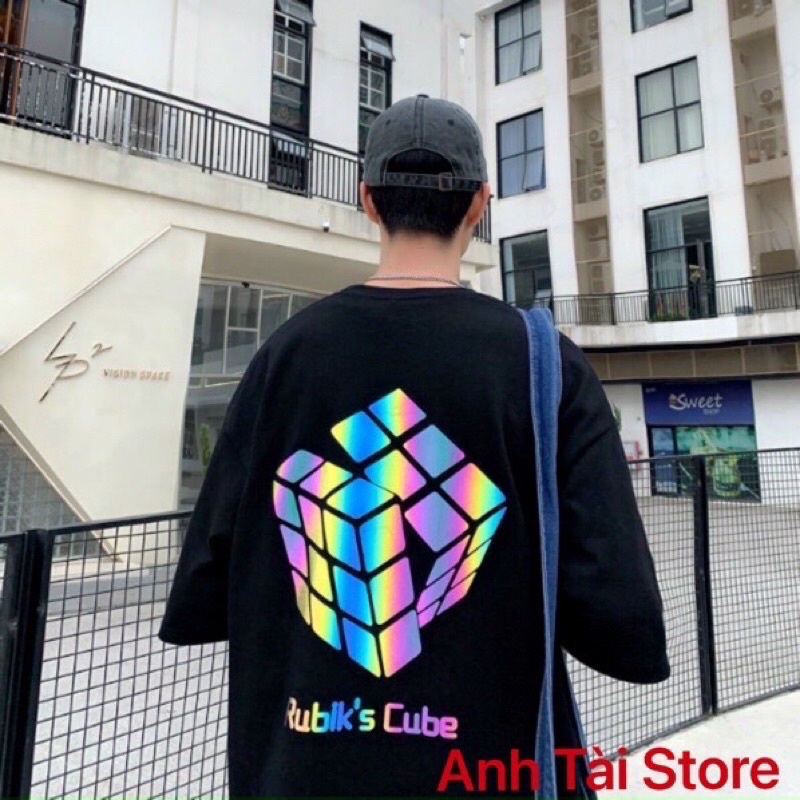 Áo thun tay lỡ phông Unisex nam nữ chất Cotton overszie đến 75kg fom rộng Rubiks Cube phản quang ATP 10 | BigBuy360 - bigbuy360.vn