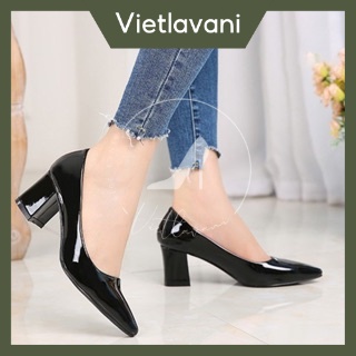 Giày cao gót TTC22 da bóng đế vuông 5 cm