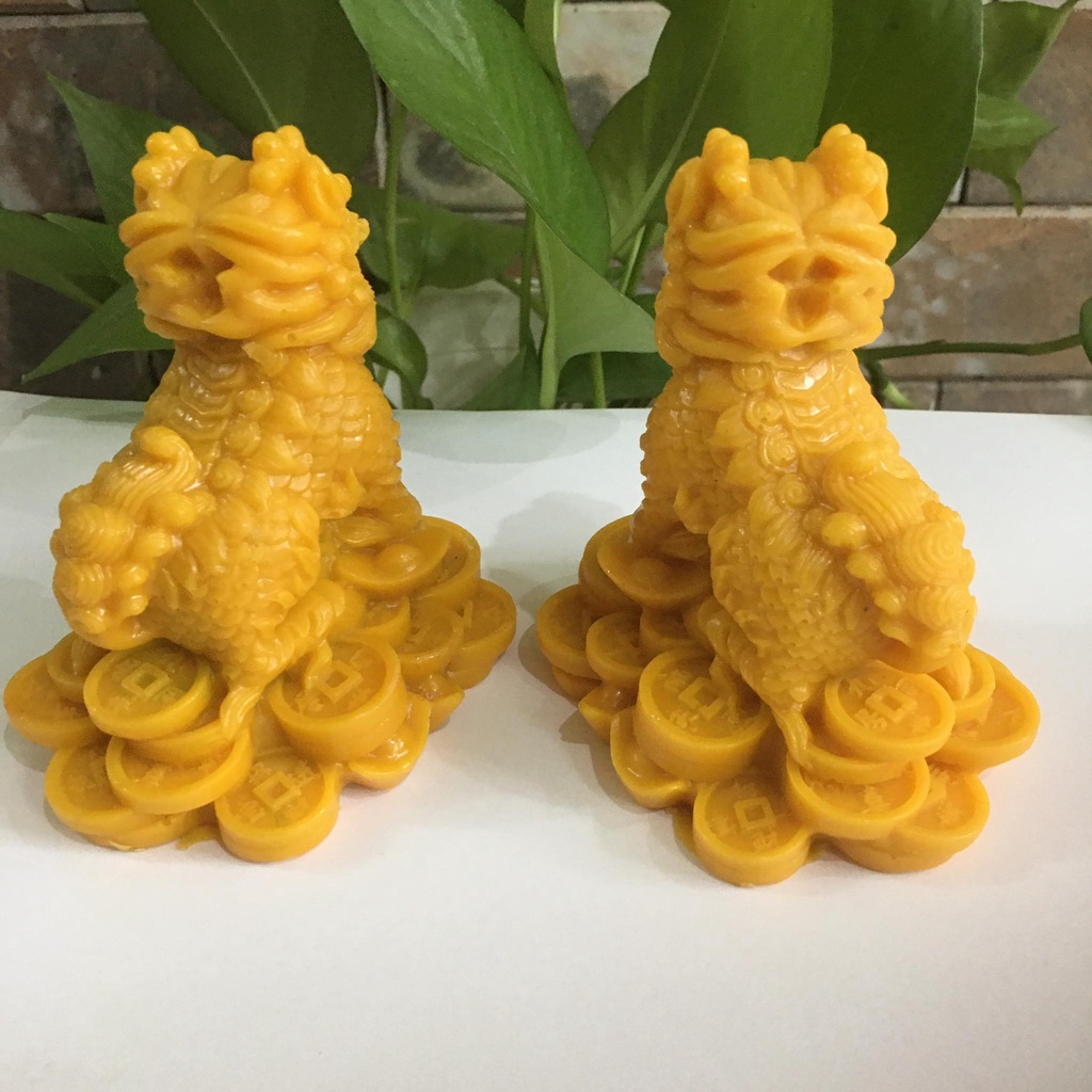 Tượng kỳ lân phong thủy  1 cặp 2 ông màu vàng  cao 11 cm mang tài lộc