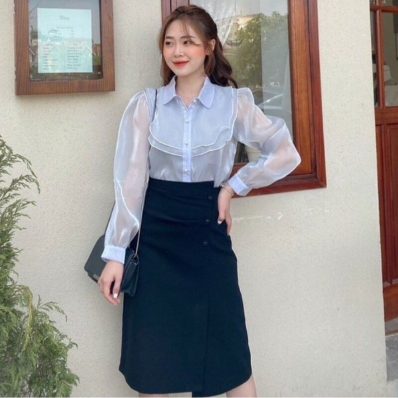 Chân váy dài qua gối xẻ tà công sở, Chân váy dài dập ly lưng cao dáng bút chì – (CV02) | BigBuy360 - bigbuy360.vn