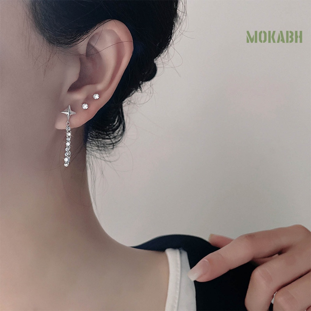 [Mới] 1 Cặp Bông Tai Ngôi Sao Tua Rua Đính Đá Zircon Lấp Lánh Cho Nữ