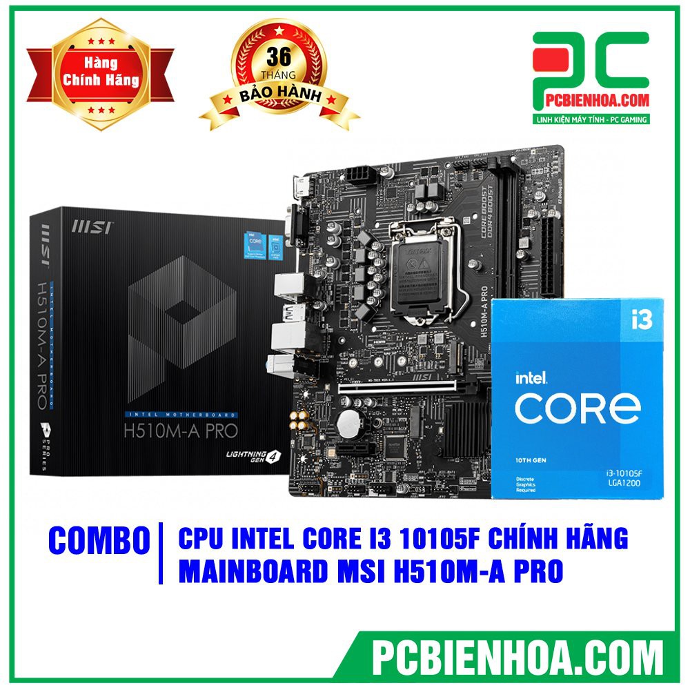 Combo máy tính H510M + CPU ( I3 10105F ) 36 tháng