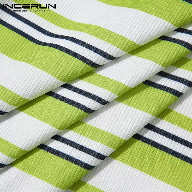 Áo thun ba lỗ INCERUN họa tiết kẻ sọc cổ tròn thời trang cho nam