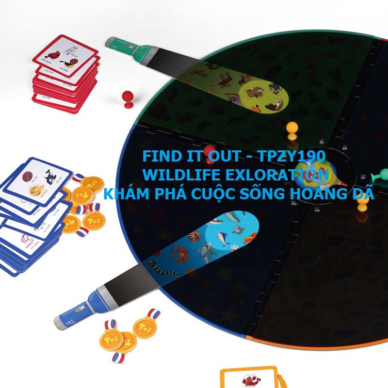 Bộ trò chơi board games hãng TOI Find it out truy tìm đồ vật động vật 2 mẫu chơi 2 mặt luyên tinh mắt nhanh tay bé 3t