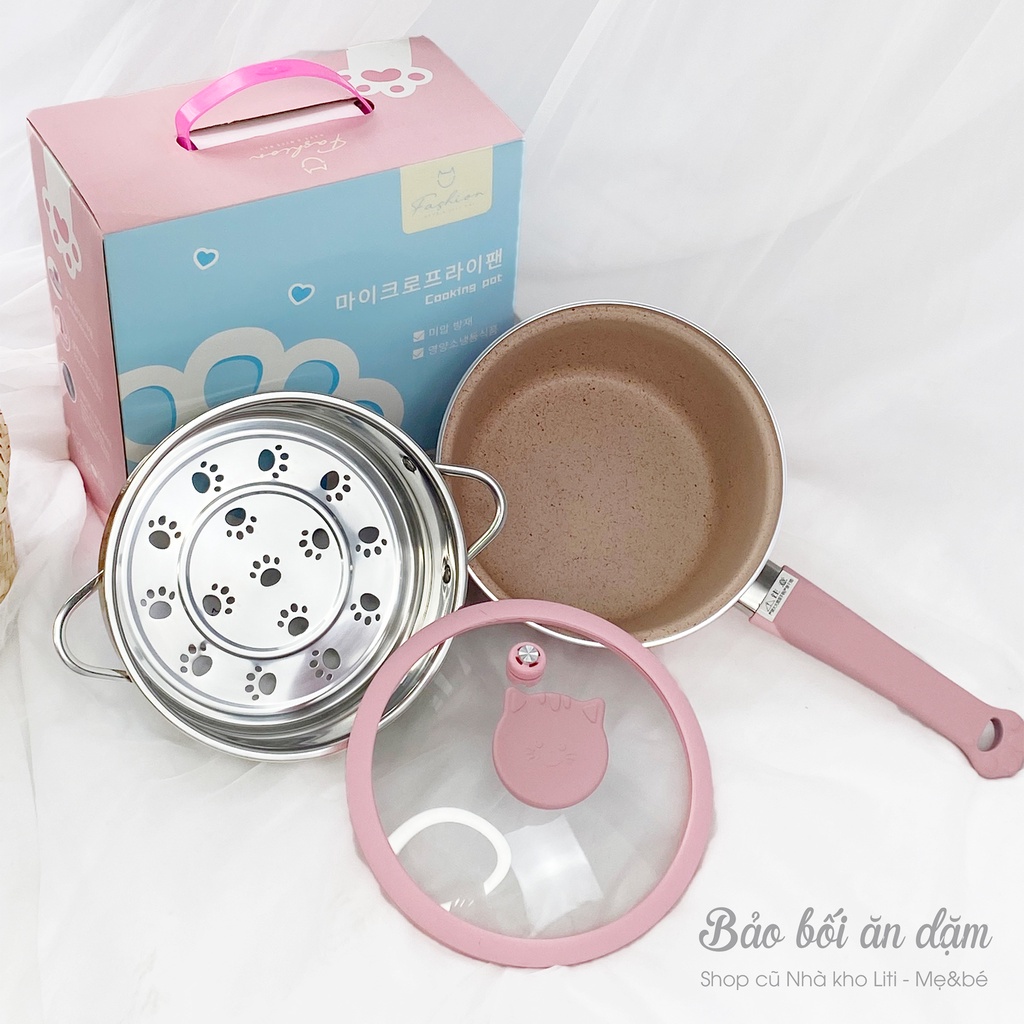 Bộ nồi nấu ăn dặm cho bé thương hiệu Fashion, lớp chống dính cao cấp, size 20cm