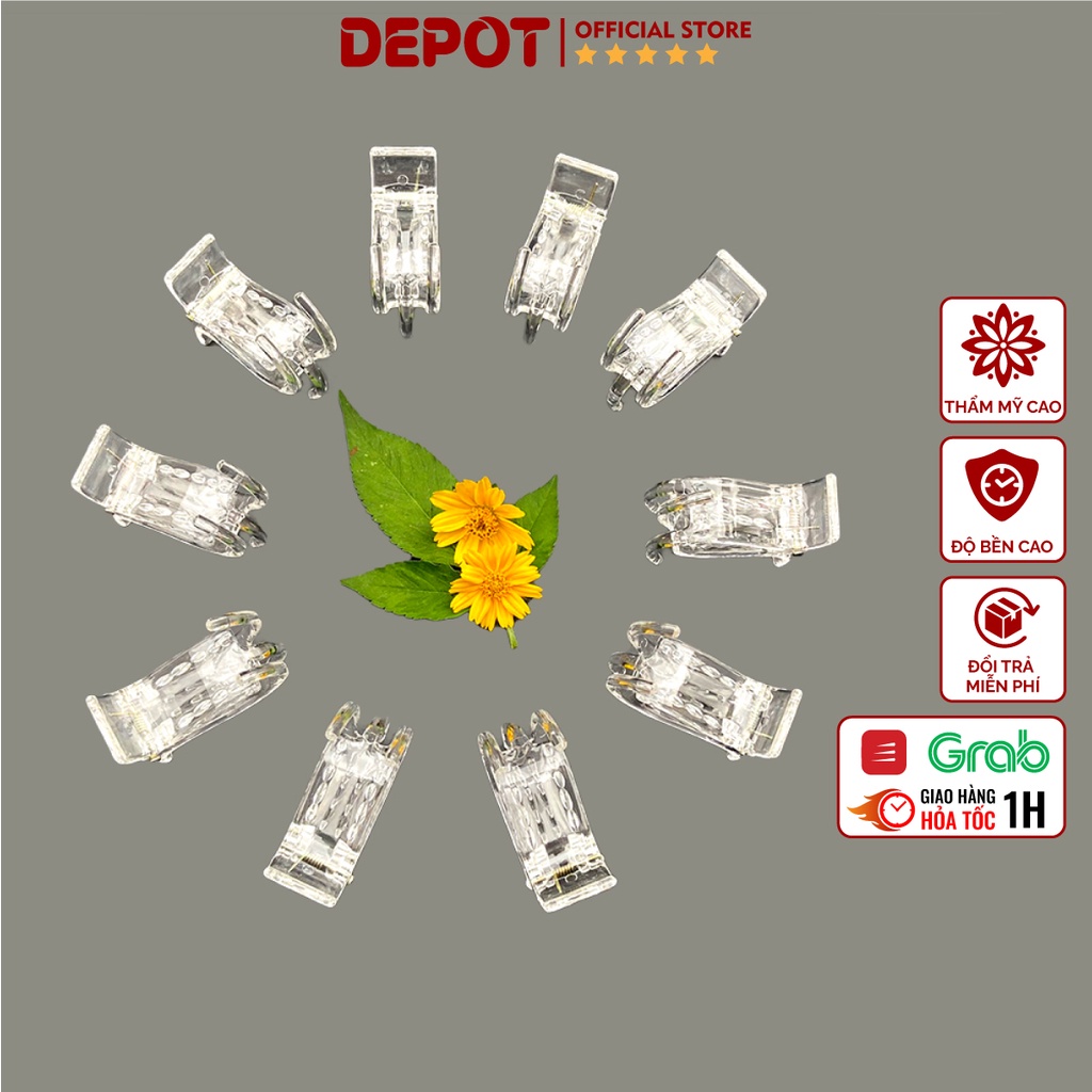 Set 12 kẹp càng cua 3 răng 5 răng DEPOT, kẹp tóc càng cua tạo xoăn nhẹ phong cách Hàn Quốc