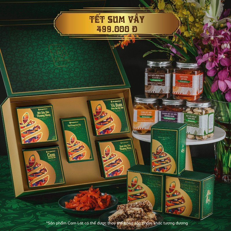 Hộp quà Tết Sum Vầy Nonglamfood cao cấp gồm hoa quả sấy và trà ô long tặng gia đình, cơ quan. | BigBuy360 - bigbuy360.vn