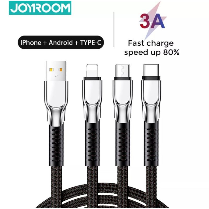 Cáp 3 Trong 1 Joyroom 3.5A Lightning/Type C/Micro 1.3m Cáp 3 in 1 Joyroom Bọc Dù Cao Cấp S - M419