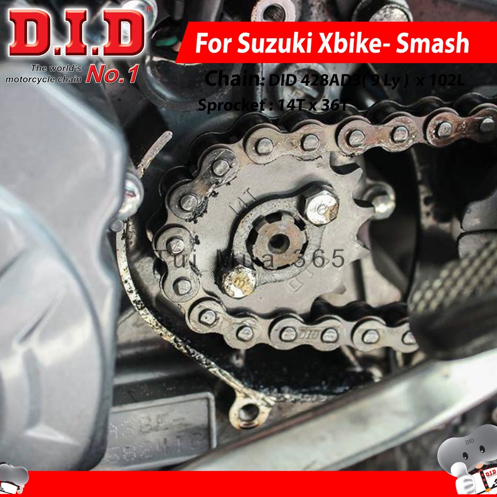 Nhông sên dĩa DID Suzuki XBike, Smash ReVo Sên đen 9ly DID AD3 Thái Lan
