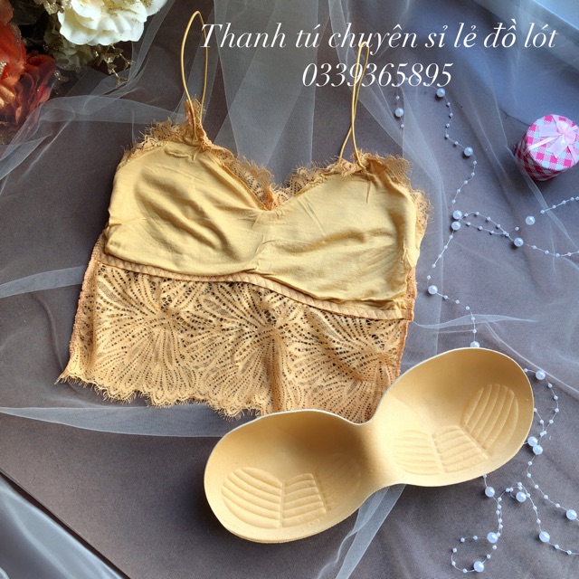 Áo bra ren 2 dây CharmAiry áo ngực nữ cao cấp dáng croptop hoa lá kèm đệm ngực | BigBuy360 - bigbuy360.vn