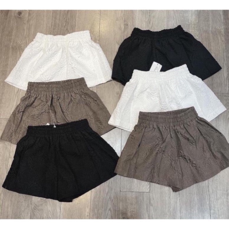 Quần short nữ hoa in nổi siêu hot mầu trắng, babydoll ulzzang mềm nội y xanh