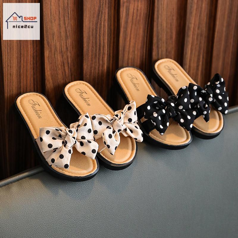 Dép Sandal Đế Mềm Chống Trượt Đính Nơ Họa Tiết Chấm Bi Dễ Thương Dành Cho Bé Gái dép đi biển trẻ em dép cho bé gái 5 tuổi 2 tuổi dép cho bé gái dép đôi mẹ và bé