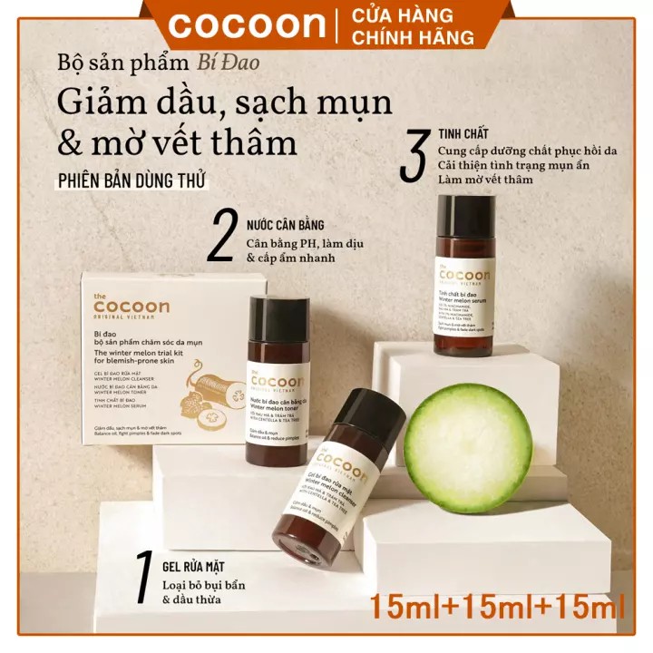 [Mã FMCGMALL -8% đơn 250K] Bộ Sản Chăm Sóc Da Mụn Cơ Bản Cocoon Trial Kit - Từ Hảo