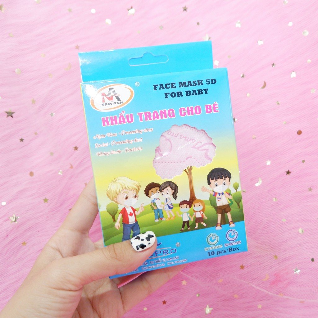 Hộp 10 cái khẩu trang y tế 5D, kháng khuẩn, Nam Anh, Đủ loại Đủ Màu cho Trẻ Em | BigBuy360 - bigbuy360.vn