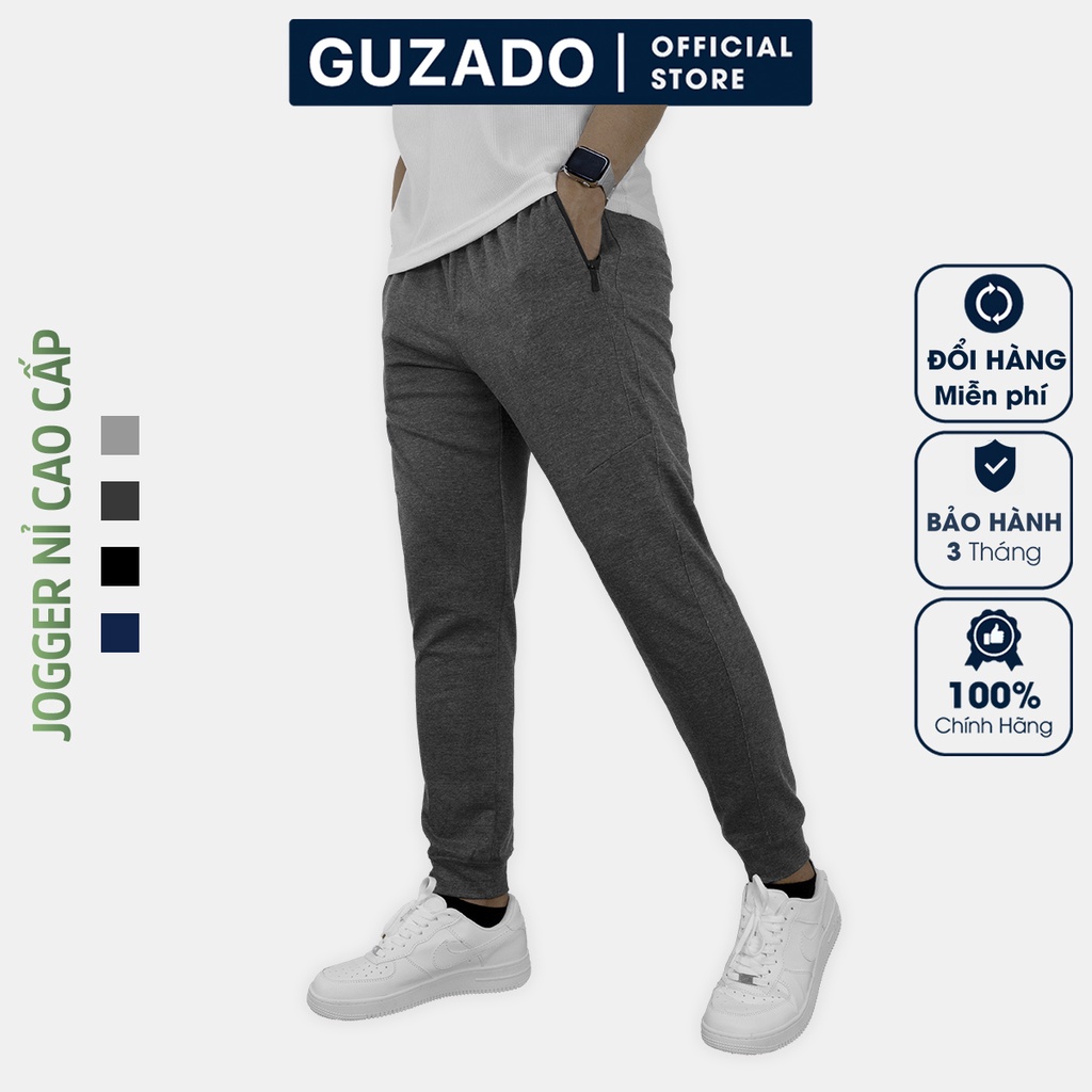 Quần nỉ nam GUZADO dáng thể thao bo gấu trẻ trung năng động,form regularfit vận động thoải mái,giữ ấm tốt GDN11