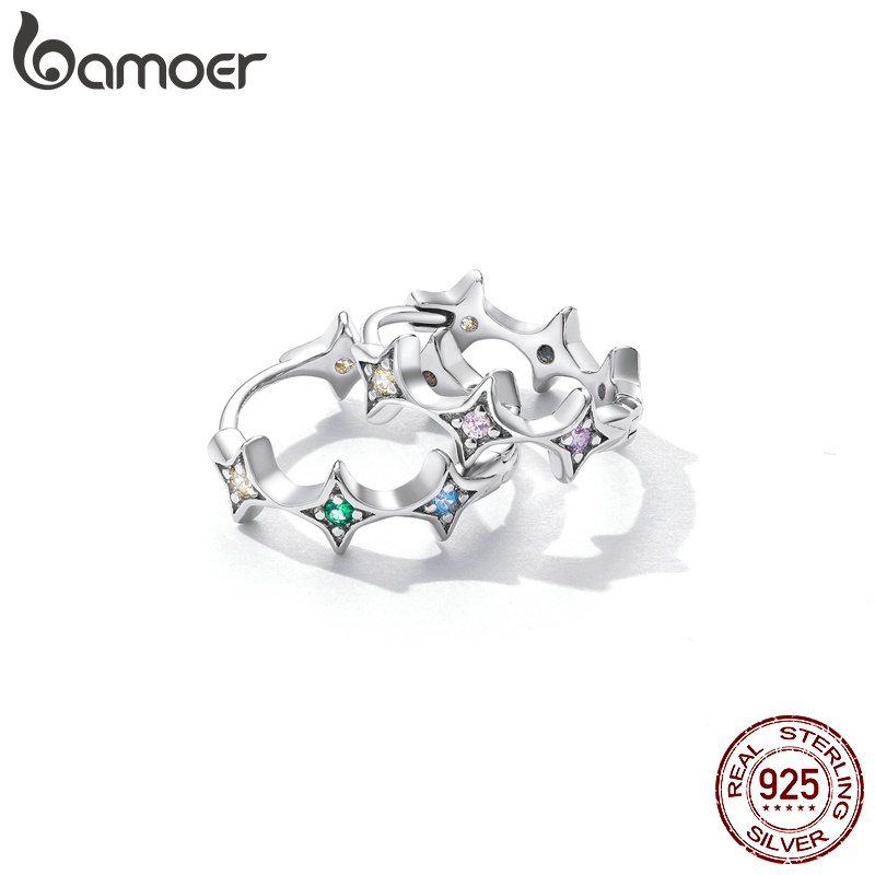 Khuyên tai BAMOER SCE1389 bạc 925 thiết kế ngôi sao thời trang dành cho nữ