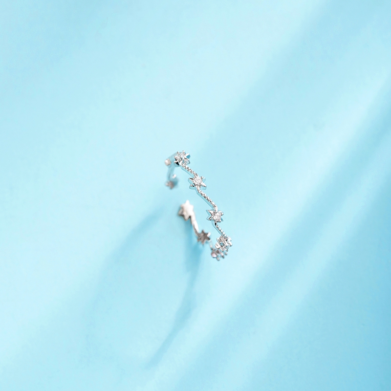 Nhẫn mạ bạc 925 hình ngôi sao đính đá lấp lánh đơn giản thời trang Hàn Quốc dễ phối đồ dành cho nữ