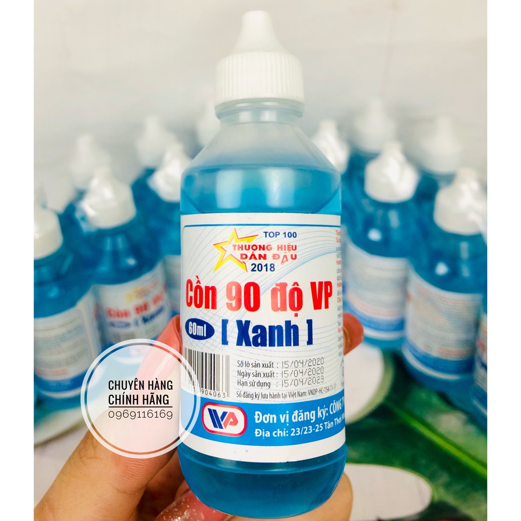 Combo 10 chai Cồn Xanh 90 Độ Vĩnh Phúc 60ml/ chai - Cồn xanh 90 độ 1 lốc 10 chai