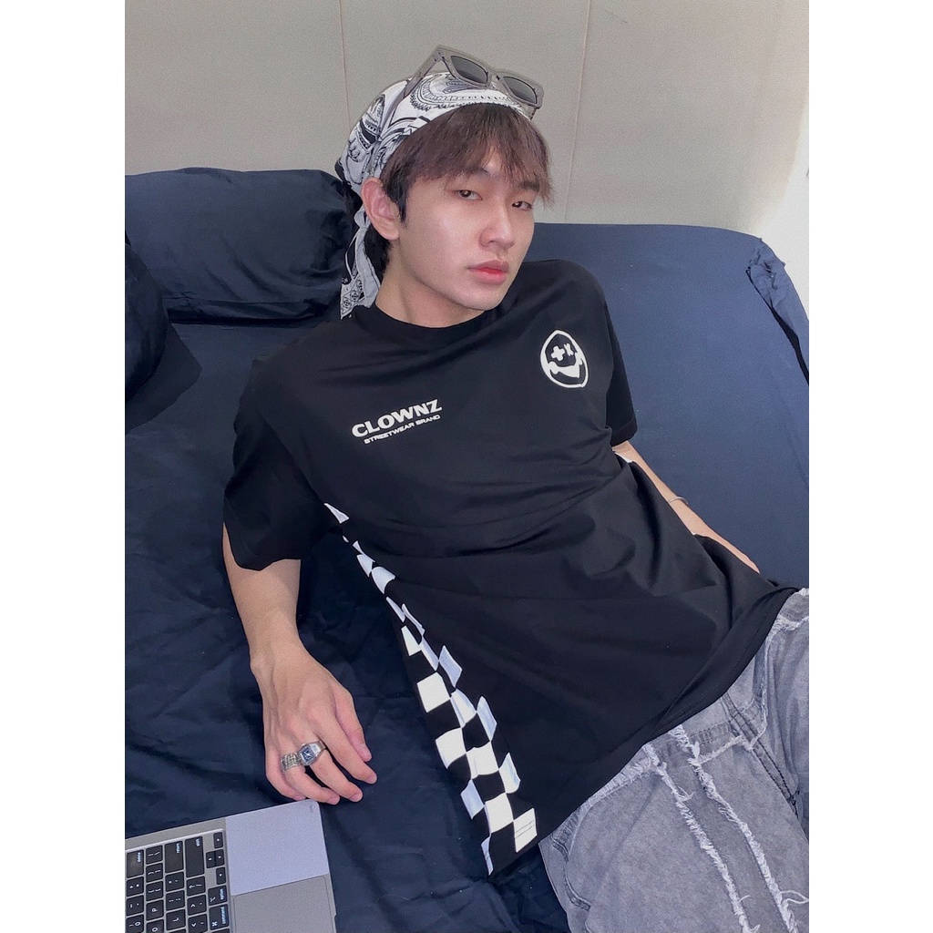 Áo thun tay lỡ local brand unisex Clownz Signature Checkerboard T-shirt kẻ sọc, form rộng, chất cotton