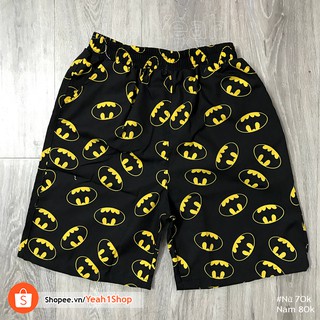 [Yeah1Shop]- Quần đôi đi biển Batman đen vàng (nam nữ)