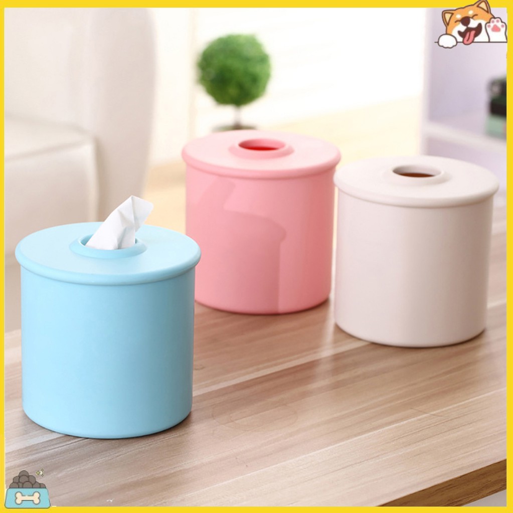 Hộp khăn giấy hình trụ làm bằng nhựa