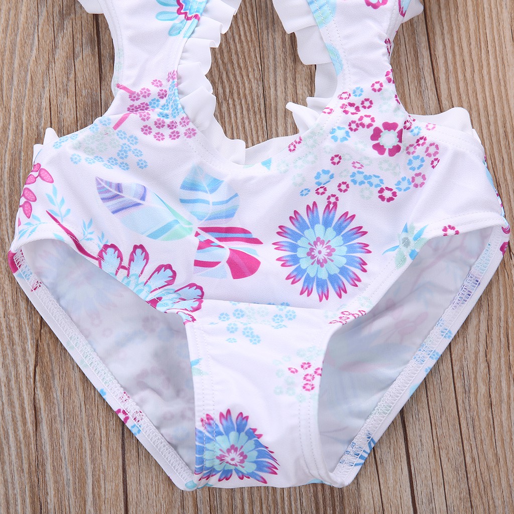 ❤XZQ-Floral Girls Baby Halter Split Bikini Swimwear Bathing Suit Swimsuit Costume 1-6