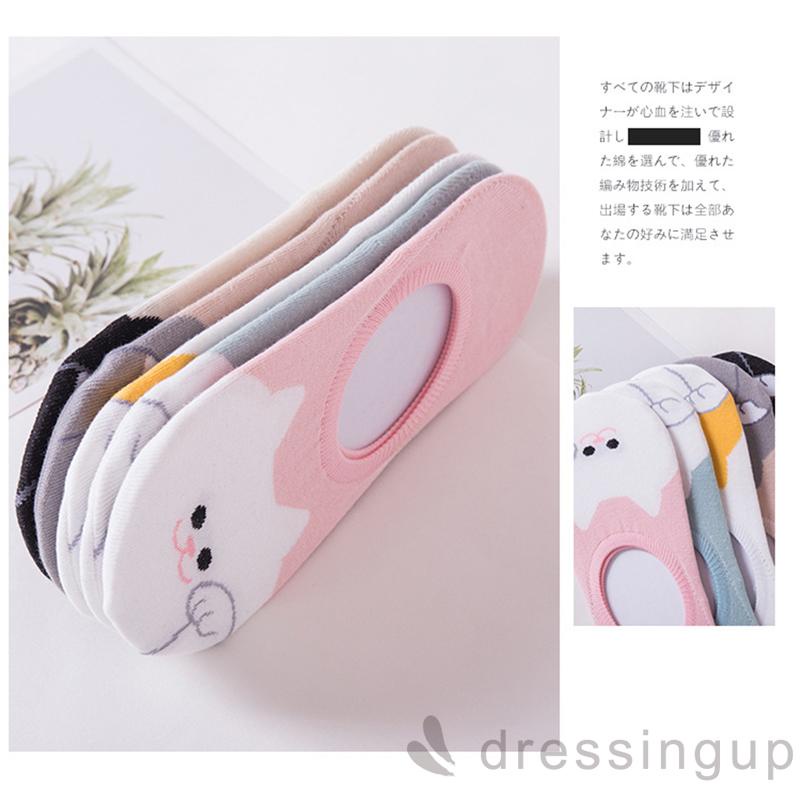 Vớ Phẳng Tàng Hình Mềm Mại Chống Trượt In Hình Mèo Hoạt Hình Cho Nữ