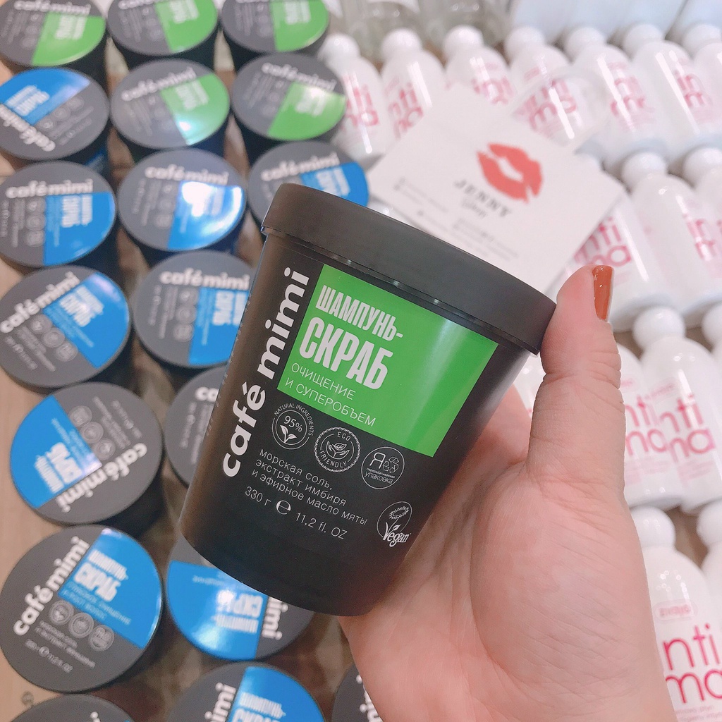 Tẩy Da Chết Tóc &amp; Da Đầu Nga Cafe Mimi Shampoo Scrub Super Volume &amp; Cleansing