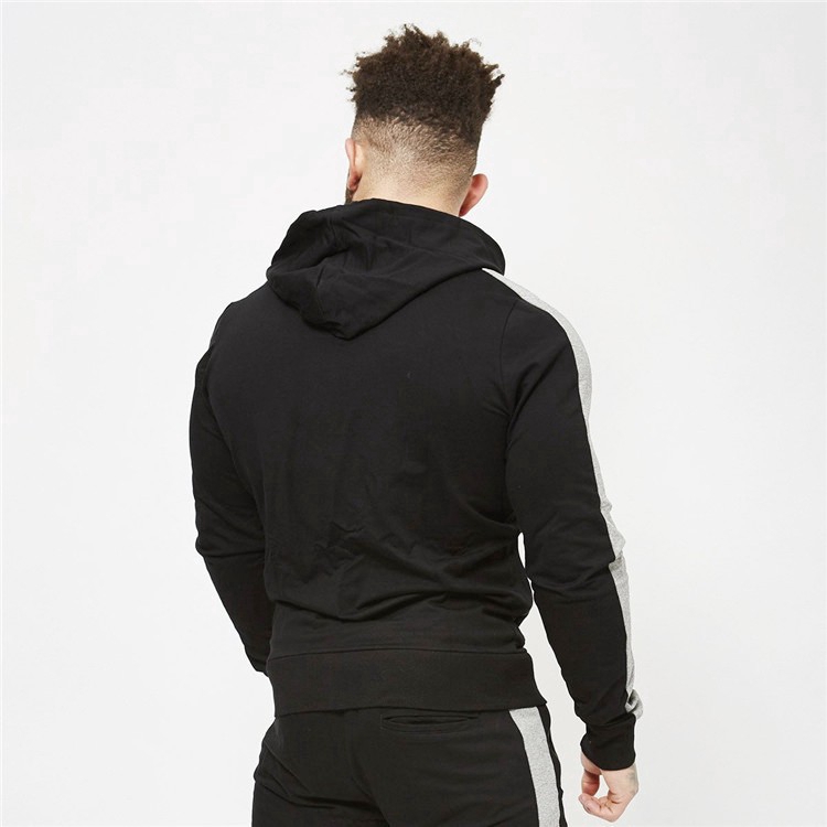 VQ Men's Cotton Striped Long-sleeved Sports Hoodie Fashion Casual Zipper Cardigan
