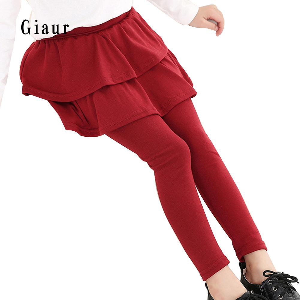 Quần váy phối bèo màu trơn dễ thương cho bé gái