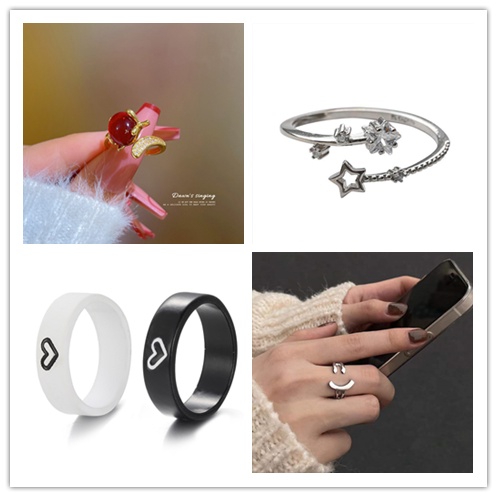 1/2 Nhẫn Đeo Tay Kim Loại Hình Ngôi Sao Đính Đá Ruby Giả Thời Trang Unisex