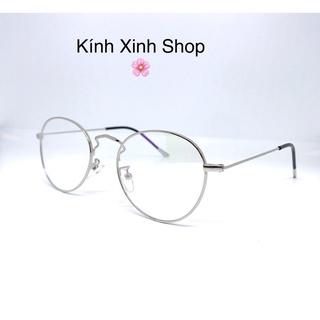Kính gọng Mắt tròn kim loại tăm mảnh nhẹ - Mắt kính chống ánh sáng xanh, chống loá uv