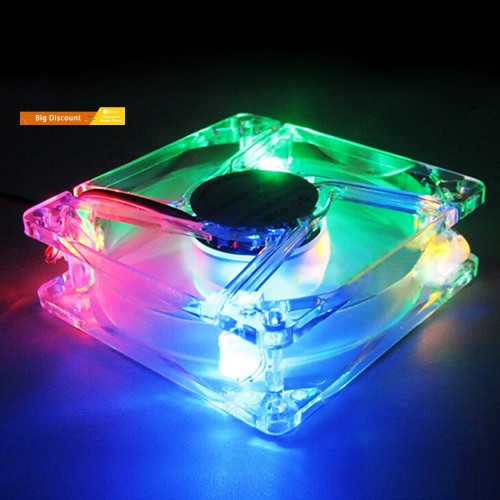 Quạt tản nhiệt màu trong suốt 8cm tích hợp đèn LED cho PC