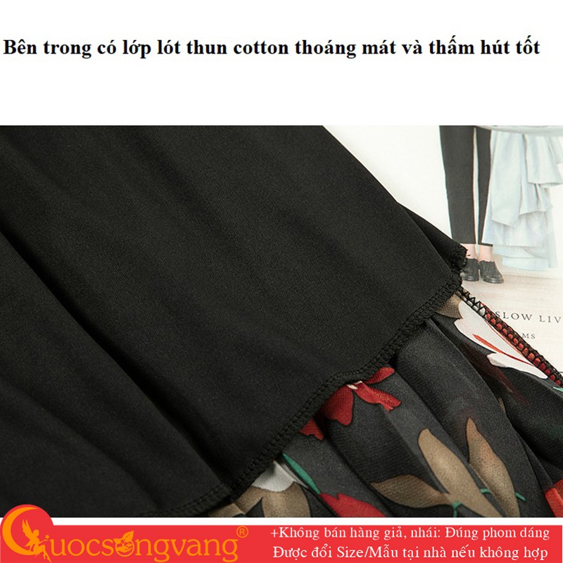 Chân váy midi dập li chân váy kiểu hoa GLV158 Cuocsongvang