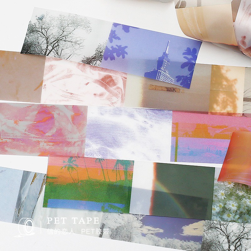 Washi tape vintage phong cảnh aesthetic cuộn washi sticker chiết trang trí sổ tay bullet journal dụng cụ dán planner