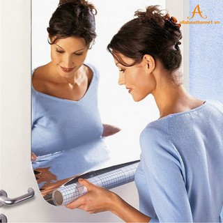 Decal tráng gương dán tường tự dính 50x100 kiểu dáng nt cho nhà tắm nhà ở