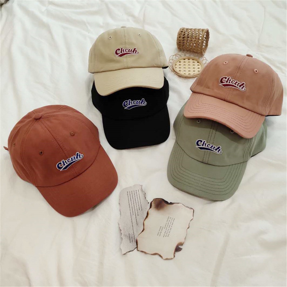 Mũ lưỡi trai mềm thêu chữ độc đáo phong cách retro Nhật Bản cho nam nữ