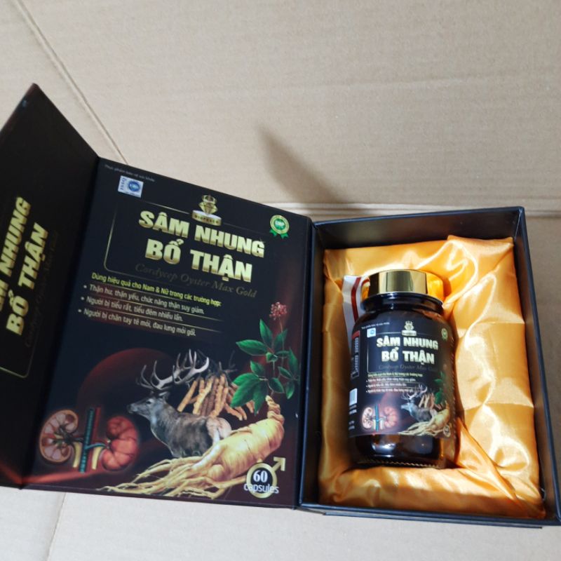 Hộp 60 viên SÂM NHUNG BỔ THẬN Cordycep Oyster Max Gold- Sâm Nhung Bổ thận Nam Nữ - Hỗ trợ chứng thận hư ,thận yếu