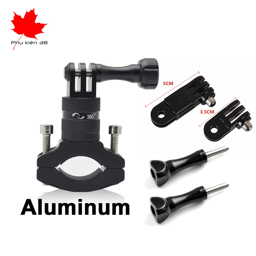 Kẹp 360 hợp kim nhôm aluminum kẹp ghi đông tay lái xe đạp dùng cho camera hành động GoPro, Sjcam, Osmo Action, Yi Action
