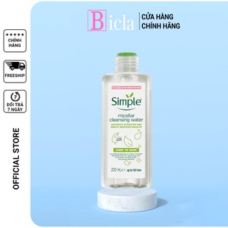 Nước tẩy trang cho da mụn da dầu không cồn dưỡng ẩm 3 in 1 200ml nước tẩy trang Simple