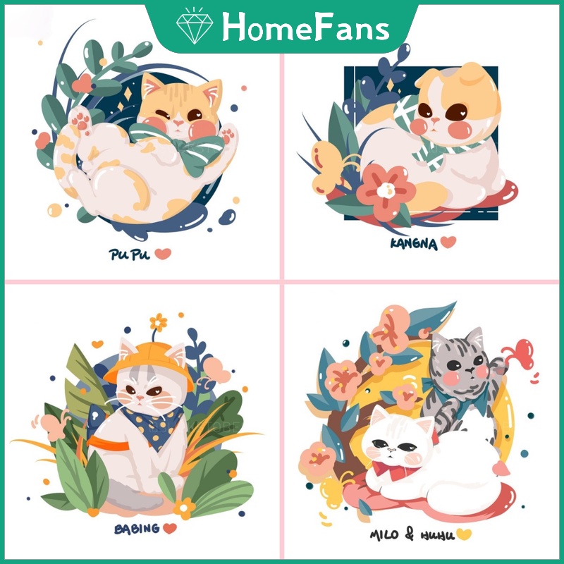 Bộ Tranh Đính Đá 5D Tự Làm 40x40cm/50x50cm Hình Mèo Xinh Xắn Trang Trí Phòng Ngủ Cho Bé