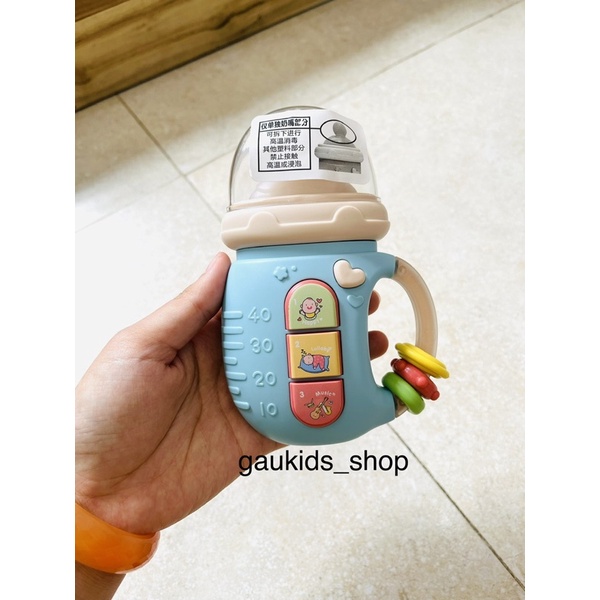 Đồ Chơi Gặm Nướu Núm Silicon, Bình Sữa Nhựa ABS Cao Cấp An Toàn, Có Lục Lạc Và Đèn Âm Thanh Vui Nhộn Cho Bé