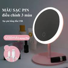 GƯƠNG TRANG ĐIỂM TRÒN ĐỂ BÀN CÓ ĐÈN LED CẢM ỨNG CAO CẤP KHÔNG CẦN PIN - 3 CHẾ ĐỘ ÁNH SÁNG SI