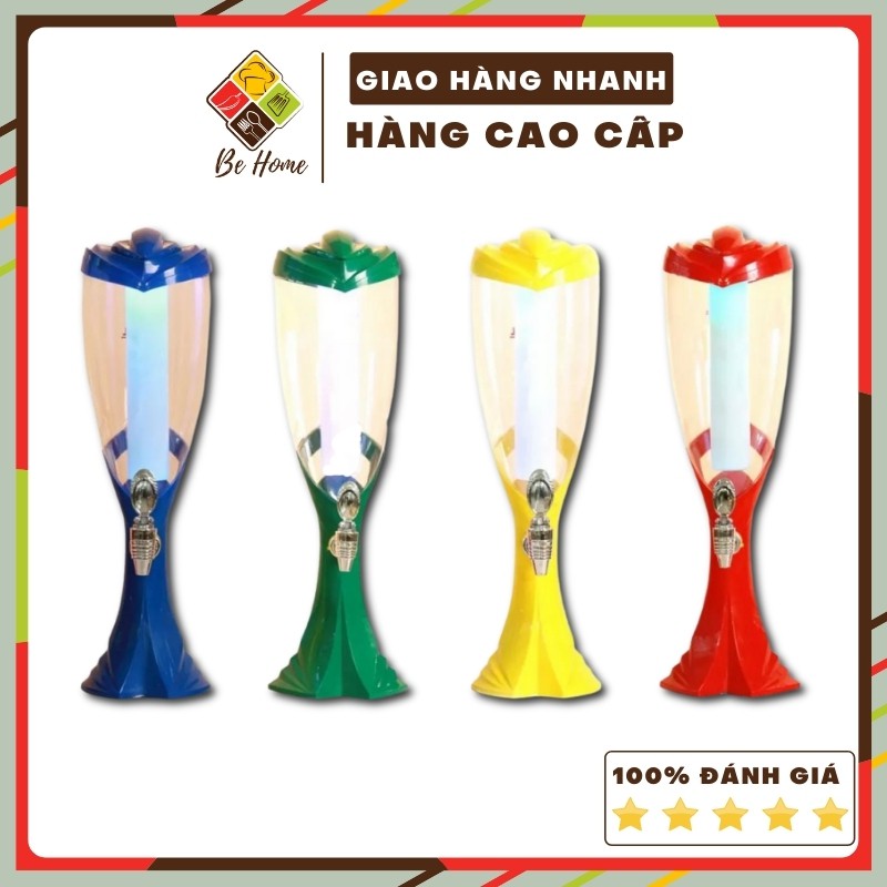 Tháp bia làm lạnh nhanh 3L Behomemall 4 màu có đèn Led dễ vệ sinh tiết kiệm chi phí và thời gian phục vụ BEHOMEMALL