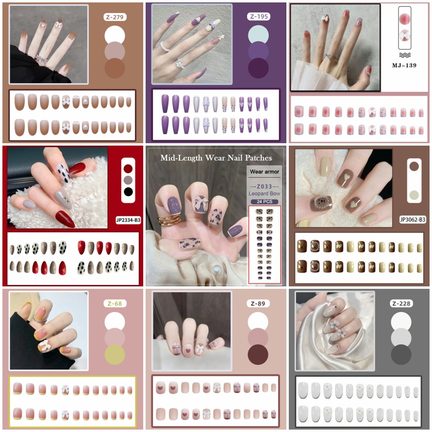 Set 24 Móng Tay Giả Đính Nơ Có Thể Tháo Rời Trang Trí Móng Tay Nghệ Thuật