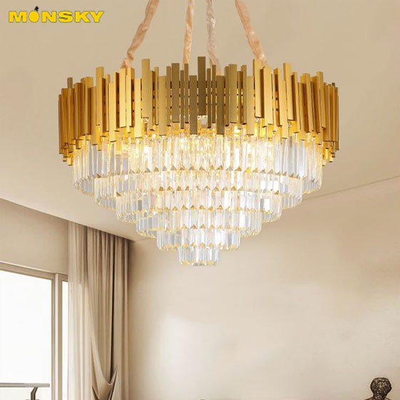 Đèn thả mâm MONSKY ARET pha lê loại tròn D800 phong cách hiện đại, sang trọng - (106).