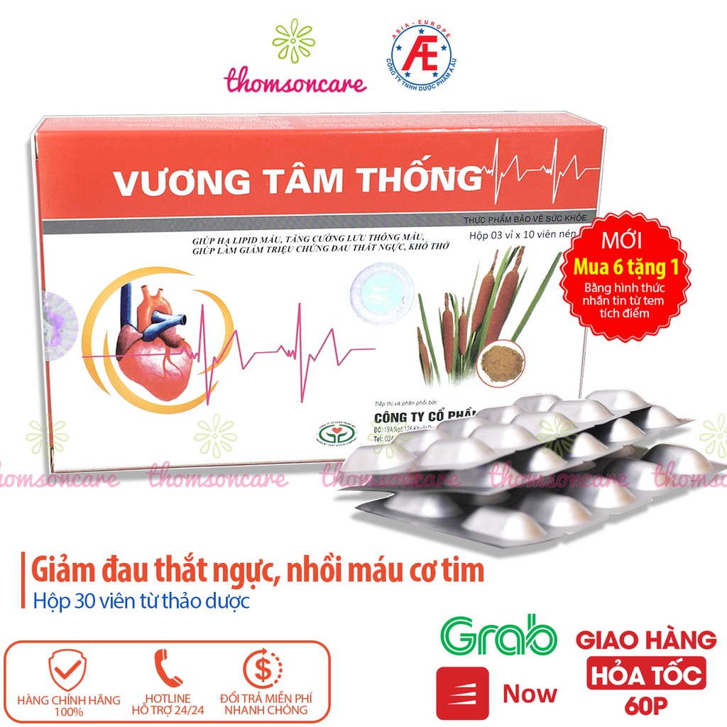 Vương Tâm Thống - Mua 6 tặng 1 bằng tem tích điểm -Tốt cho tim mạch, ngăn ngừa nhồi máu cơ tim, đau thắt ngực