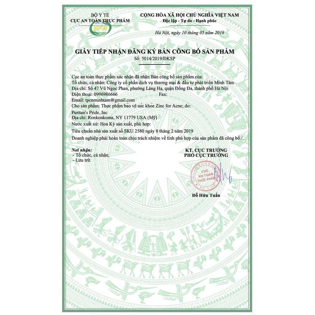 Viên uống bổ sung kẽm giảm mụn Zinc For Acne Puritan's Pride 100 viên | Thế Giới Skin Care