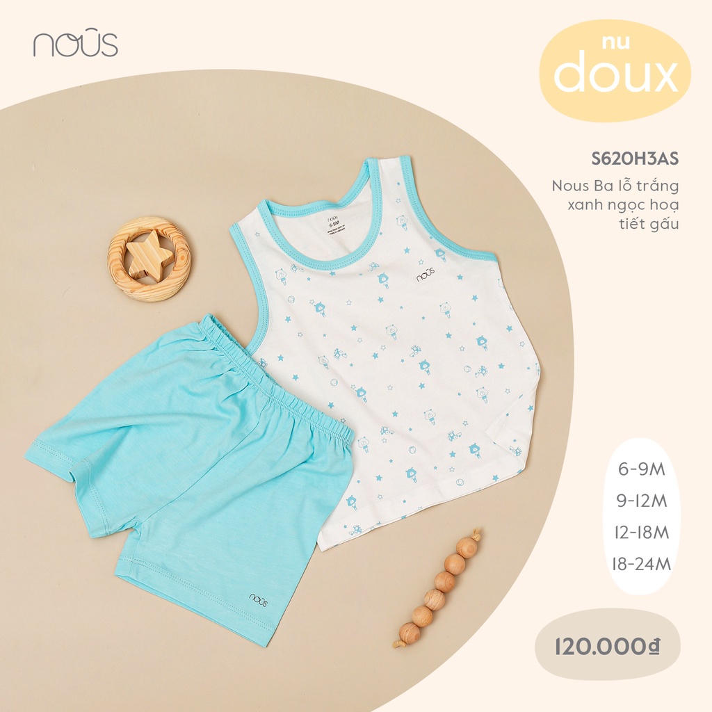 Bộ Quần Áo Ba Lỗ Nous Màu Tím Trắng Kẻ Thường - Chất Liệu Nu Doux (Size Từ 6-9 Tháng Đến 18-24 Tháng)