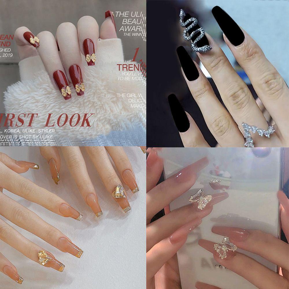 MIHAN1 Hộp 24 Móng Tay Giả Che Phủ Toàn Diện Họa Tiết Da Rắn Độc Đáo